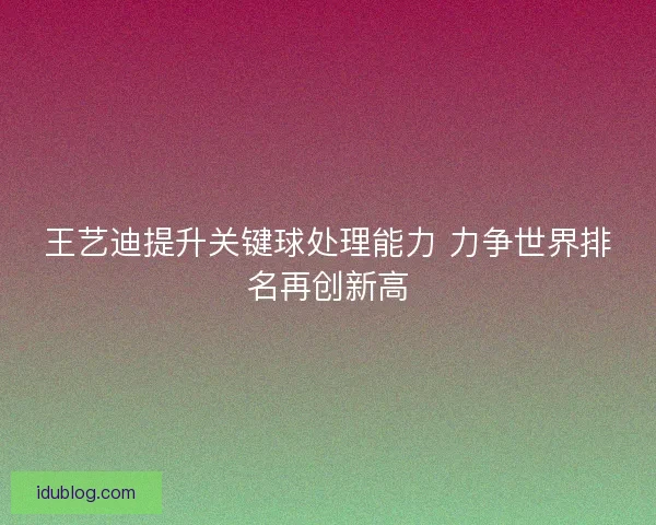 王艺迪提升关键球处理能力 力争世界排名再创新高